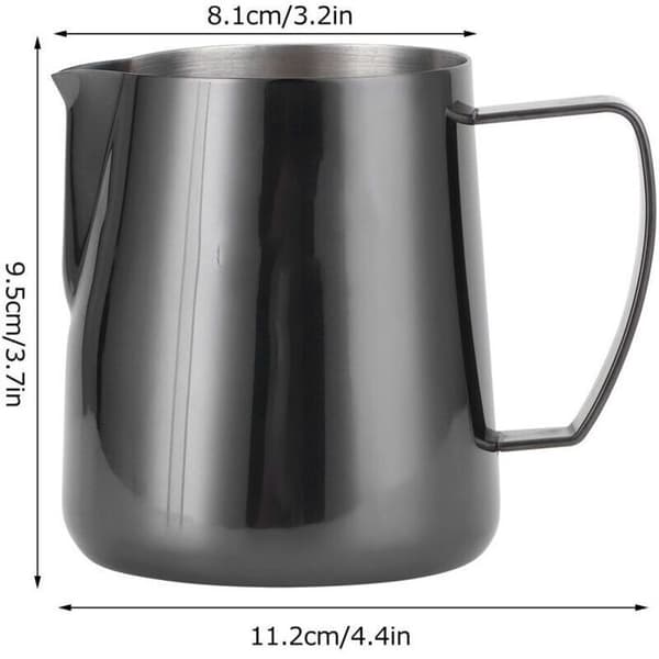 Lattekande - ZOR® - 400 ml - 304 rustfrit stål - Højglans sort - Præcisionstud - Ergonomisk