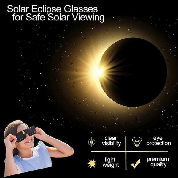 6x Total Solar Eclipse Glasses Portable Safe Sunglasses for Solar Viewing, 100% New