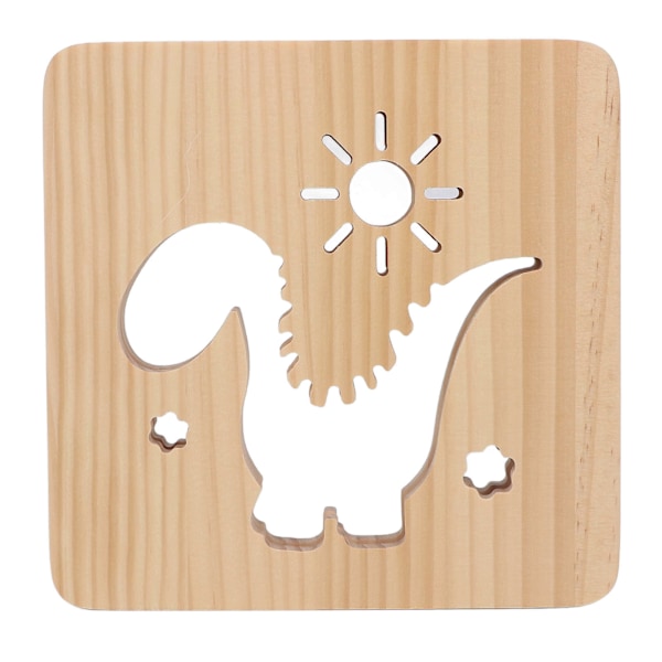 Puunveistolamppu Dinosaurus Ontto Kuvio Lämmin Valkoinen Valo USB-virtalähde Mänty 3D Puinen Lamppu Yövalo Lapsille Makuuhuoneisiin