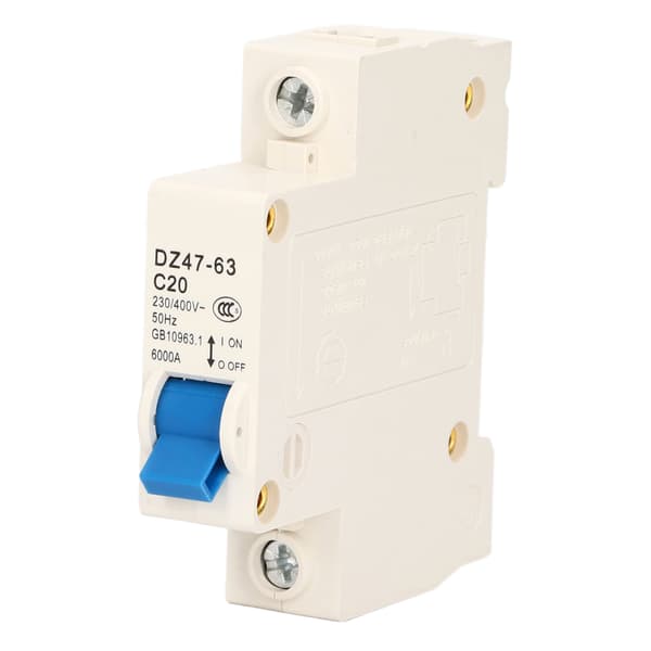 Strømbryter Mini 1P MCB DIN-skinnefeste 6000A Brytekapasitet 230V 400V 20A Kompatibel med hjemmet