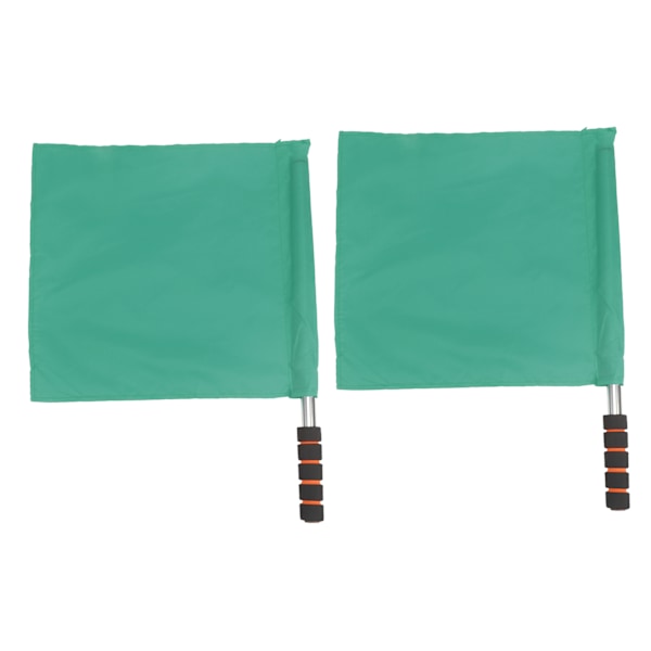 2 stk Dommer Officielle Flag Rostfrit Stål Stang Sportskonkurrence Linjemand Håndflag Grøn