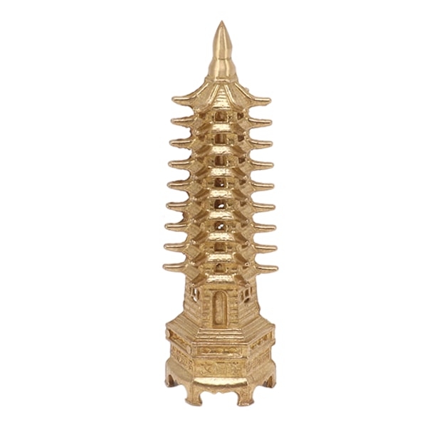Wenchang Tower Statue 9 Nivåer Mini Pagoda Messing Hjemindretning Feng Shui Ornament til skrivebord