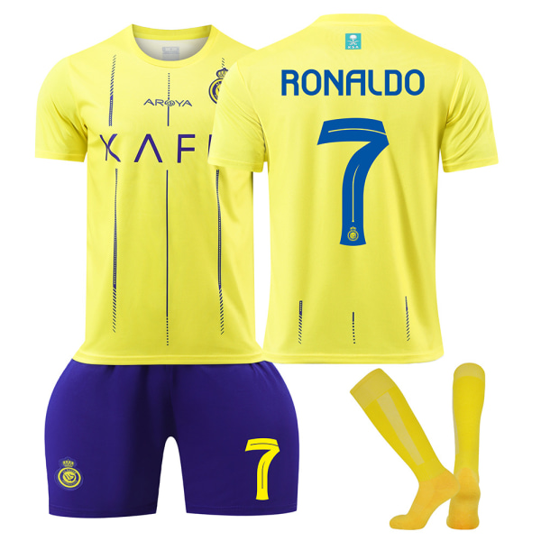 Cristiano Ronaldo #7 23-24 Al Nassr FC Fotbollströja for barn Fotbollströja Träningskläder for voksne barnBra kvalitet Adult XL（180-190cm）