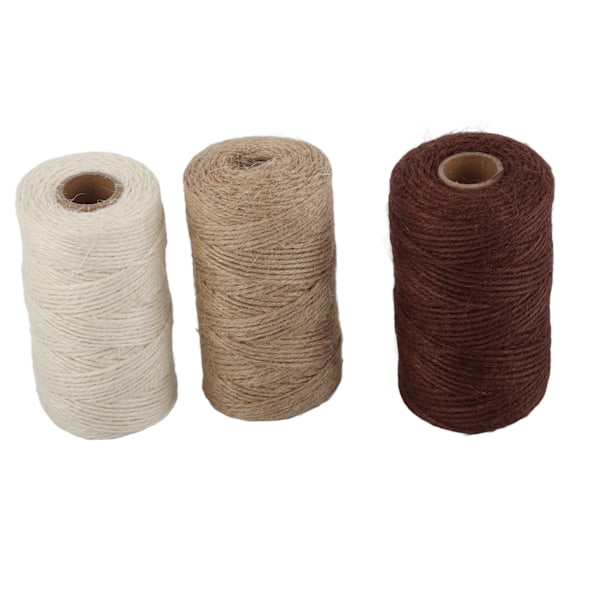 3st Jute Rep Vit Brun Kaki Flätad Cordage DIY Packning Tjock tråd Tillbehör 2mm