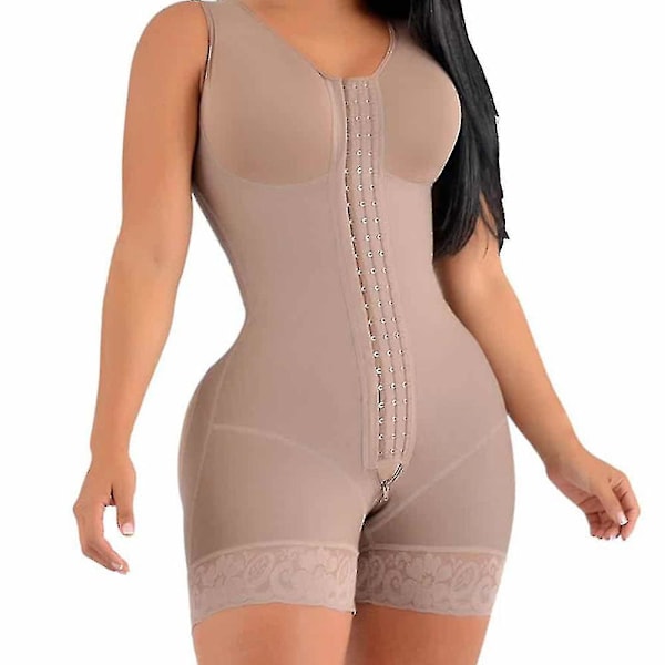 Slimming Sheath Belly High Compression Girdle with Brooches for Daily and Post-surgical Use, XXXL Tan