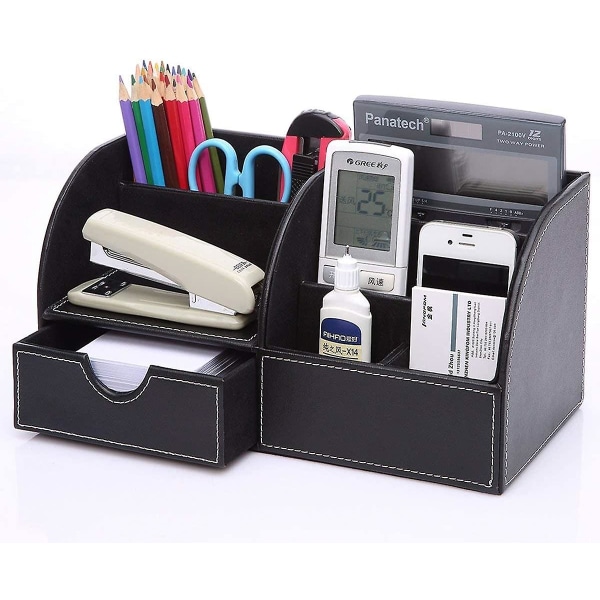 Kontorsskrivbord Organizer System Bord Organizer Pu Läder Pennhållare Pen Box Pennhållare Multifunktionell kontorsmaterial