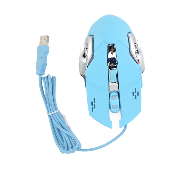 Ledningsforbundet Gaming Mus USB Optisk Computer Mus med RGB Baggrundsbelysning 4 Justerbar DPI Op til 3600 Bærbar Lydløs Mus til Windows 7 8 10 XP Blå