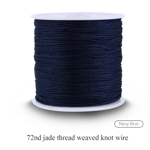 100M x 0,8mm Nylon Kinesisk Knot Sladd Rattail Macrame Shamballa trådsnöre Mörkblå