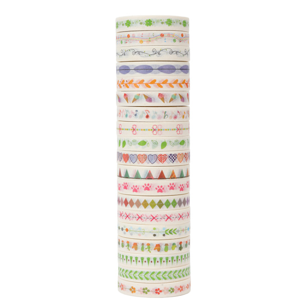 19 stk. Washi Masking Tape Japansk Stil Let at Klæbe Levende Farver Assorteret Stil Farvet Tape til Pakning Scrapbog DIY