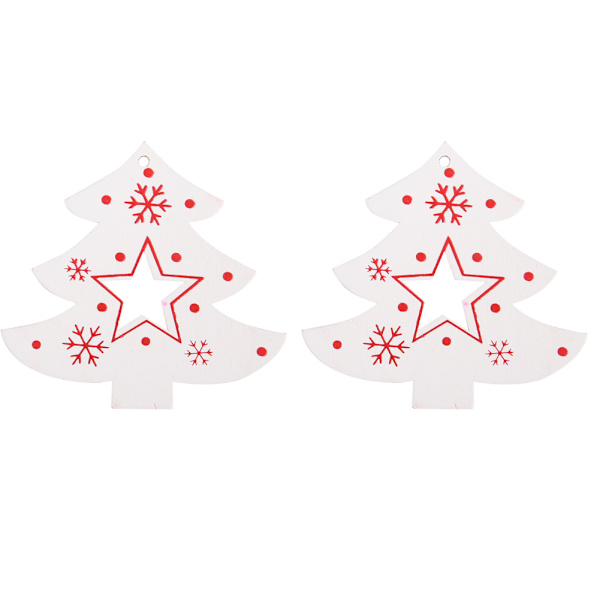 50 st trähänge dekorativ prydnad Hem DIY-tillbehör Målad konst Xmas Tree White