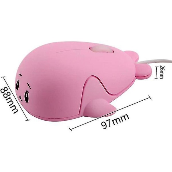 Fashionabla söta djur baby delfinform USB trådad mus 1600 dpi optiska möss Pink