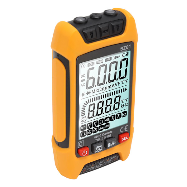 Digitalt multimeter sæt Intelligent stor skærm med høj præcision automatisk brandforebyggelse tester Orange