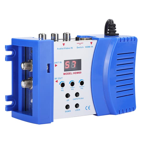 HDM69 Digital RF HDMI Modulator AV til RF Konverter VHF UHF PAL Standard Bærbar Modulator til EU 100‑240V