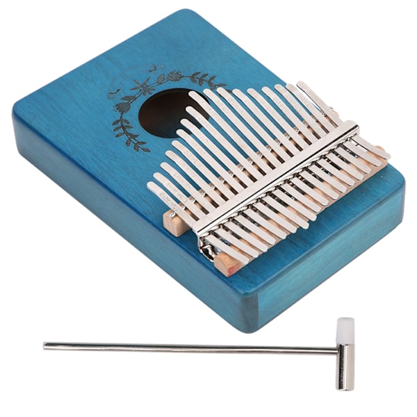 Kalimba tumpiano mahogni liten bærbar 17-tangenter for nybegynnermusikinstrumenter LTK17S(blå)
