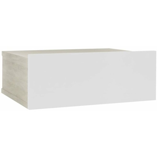 Kelluva yöpöytä Valkoinen ja sonomatammi 40x30x15 cm