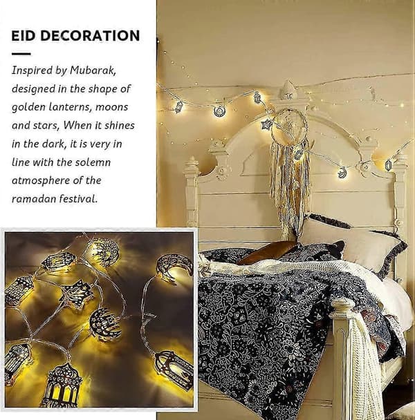 Ramadan-dekorasjoner Ramadan-lyslenker, Eid Mubarak-dekorasjoner Ramadan Eid-lyslenker Ramadan-dekorasjoner til hjemmet Eid-dekorasjon
