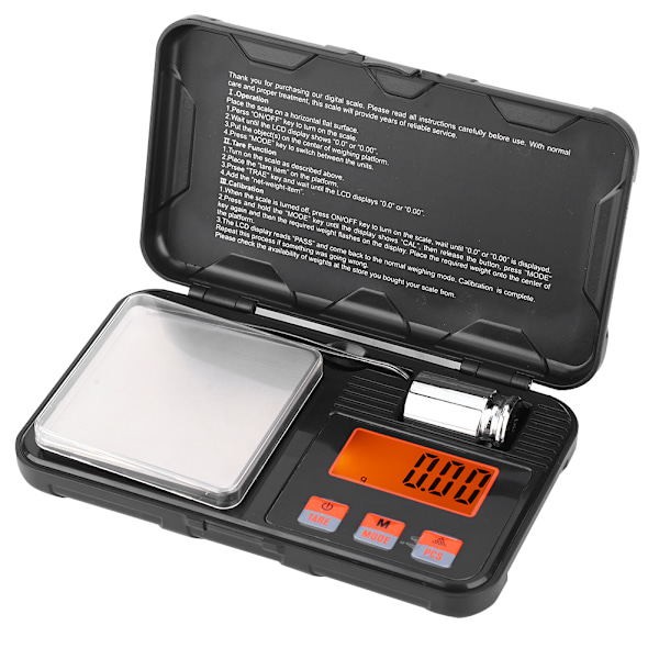 200g 0,01g Bärbar LCD-skärm med hög noggrannhet Mini elektronisk digital fickvågsinstrument