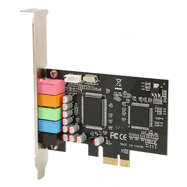PCIE 5.1 Lydkort 6 Kanalers Surroundlyd Avspilling Opptak 24bit 48KHz Interne Lydkort med PCI Express Port