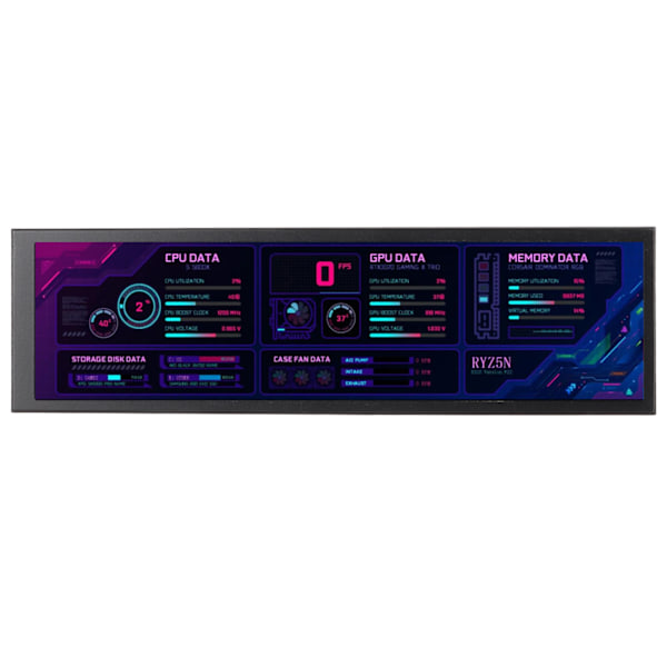 8,8-tommer computer temperaturmonitor 1920x480 60Hz til AIDA64 CPU GPU SSD Data Temperaturmonitor til Raspberry Pi til Windows Sort