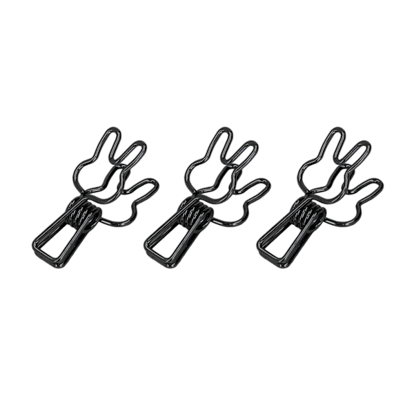 100 stk. Kanin Binder Clips Udhulet Sød Stærk Klemning Holdbar Metal Små Papirclips til Dokumenter Tøj Papir Sort