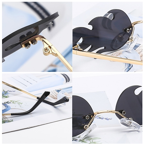 Unisex Flame Solbriller Rimless Wave Solbriller Luksuriøse trendy smale solbriller