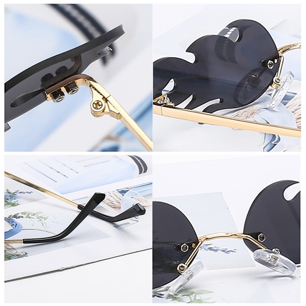 Unisex Flame Solbriller Rimless Wave Solbriller Luksuriøse trendy smalle solbriller