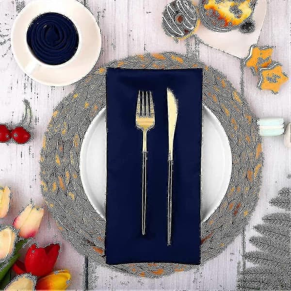 12 stk. stofservietter, tommer satindugservietter, genanvendelige stofservietter til bryllup - JA Navy blue 43*43cm