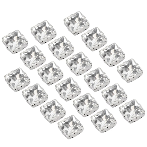 20 st Klös Rhinestones Glänsande DIY Handsömnad Skodekoration Klädtillbehör (11mm Fyrkantig Form)