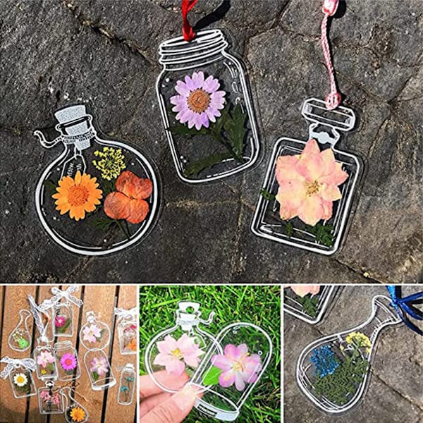 20 stk gennemsigtige bogmærker til tørrede blomster Hjemmelavede smukke blomsterbogmærker DIY bogmærke til tørrede blomster Glasbogmærker