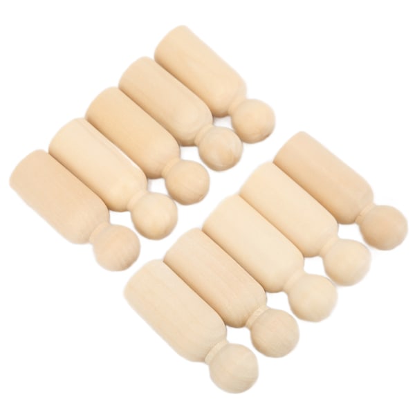 10 stk træpindedukker 75 mm 3,0 tommer Sikker BurrFree Udvikle HandsOn Færdigheder DIY-tilbehør til dekoration (drenge)