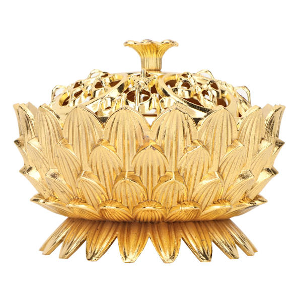 Alloy Craving Røgelse Brændende Blomst Base Buddhistiske Tilbehør Hjemindretning (Guld)