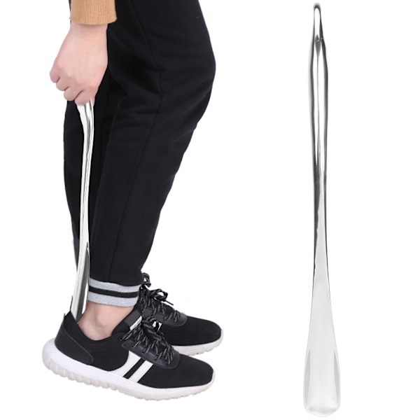 Kenkälusikka Alumiiniseos Pitkä Kestävä Aaltomainen Kahva Kengät Mukava Kantaa 52cm Hopea