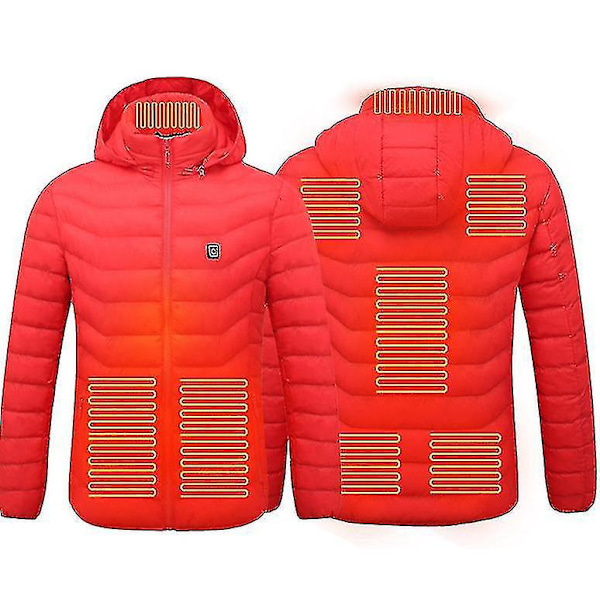 Winter Outdoor Heated Jacket, Electric Heating Coat with 8 Zones, Red M