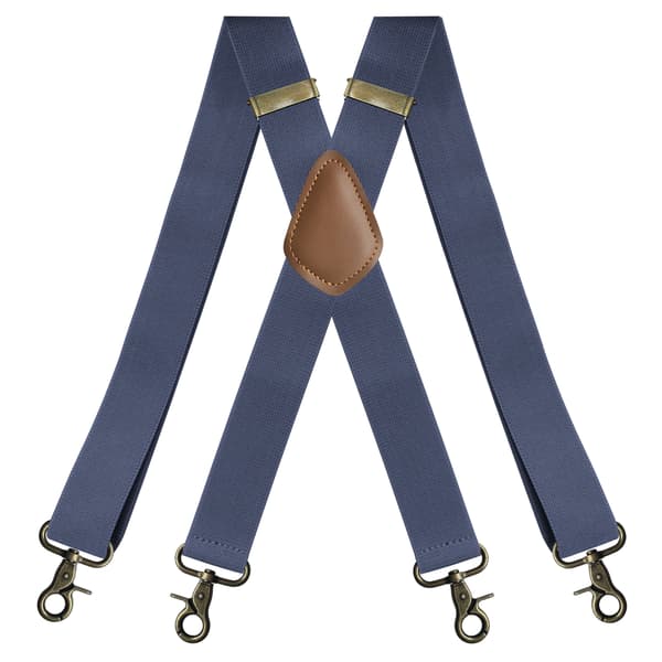 【NX】Braces Compatible with Men, Heavy Duty, 4 Snap Hooks Compatible with Belt Loops, Adjustable X-Back Blue blue