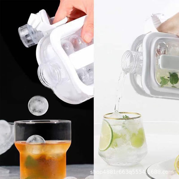 Ice Ball Maker Vattenkokare 2 i 1 Portabel Ice Ball Making Form Vattenflaska med lock vit