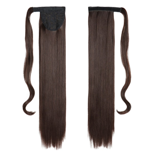 Hestehale med rett hår Lang brun wrap-around hårforlengelse hestehale for jenter 21,7 tommer