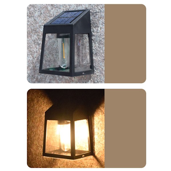2 stk Solcellelampe ABS Skall Vanntett Wolfram Filament Automatisk Sol Utendørs Lys