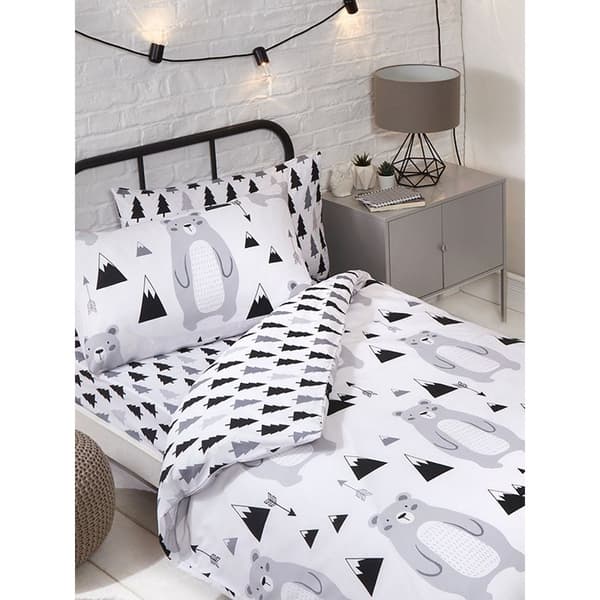 PriceRightHome Scandi Bear Påslakanset Junior Grå/Svart/Vit Grey/Black/White[NX] Grey/Black/White Junior