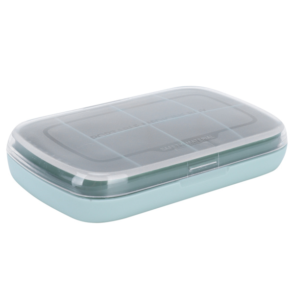 Bärbar förseglad tablettlåda 7Grid Large Capacity Medicine Container Grön för resor