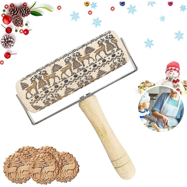 3d jul träkavel, träkavel för att baka präglade kakor