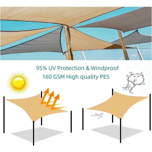 Rektangulär fyrkantig skugga Segel 2,5x3m Färg Grå, Vattentät Canvas 95 % UV-beskyttelse, for utendørs, hage og terrasse, svømmebasseng