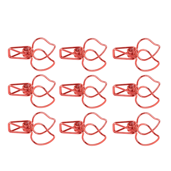 100 stk. Binder Clips Søde Tegneserie Ferskenform Metal Lange Haleklips Kontor Konto Binder Clips Papirklemmer Rød