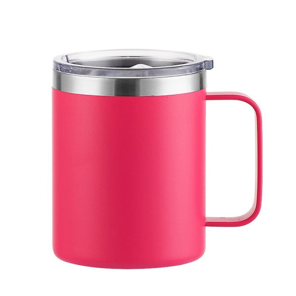 kaffekrus i rustfritt stål med håndtak 2 STK rosa rød