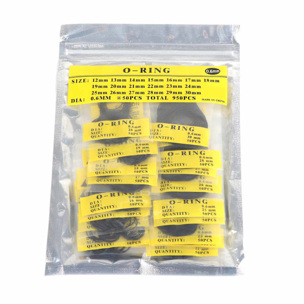 950 st Set 12mm30mm Universal O-ringklocka i gummi Bakkåpa tätningspackningar (0,6mm)