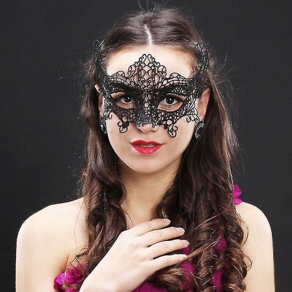 Valentinsdag sort fortryllende blonder øjenmaske hul blonder maske erotisk