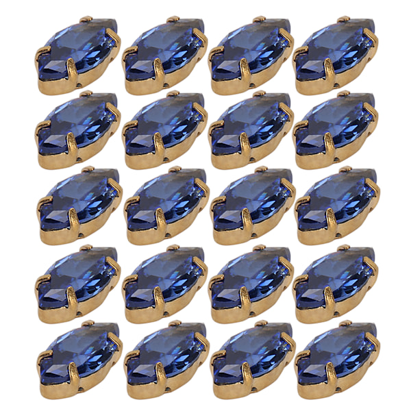 20st Sömnad Zirkon Strass Golden Claw DIY Klänning Kläder Tillbehör 5x10mm Kungsblå