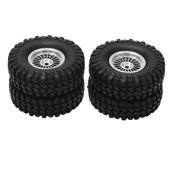 4 kpl RC-ajoneuvon renkaat Renkasetti 55 mm alumiini etu- ja takarenkaat Axial SCX24 1/24 RC-auto Crawler Hopea