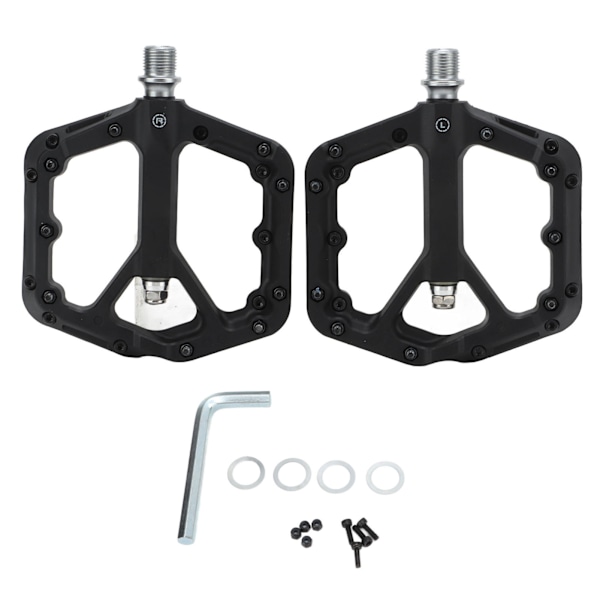 2 stk. Cykelpedaler Nylon Komposit Skridsikker Udvidelse Sort Vandafvisende Forseglede Kuglelejer Cykelpedaler Udskiftning