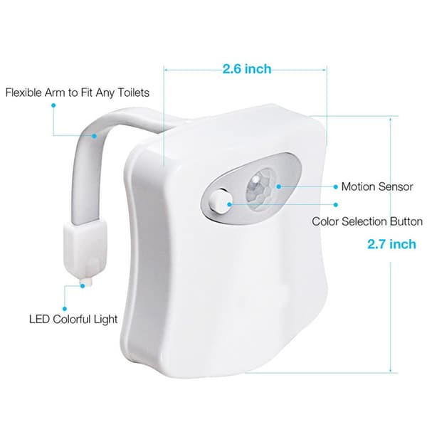 8 Farver Kropssensor Automatisk LED Toilet Natlampe Toiletskål Badeværelseslys