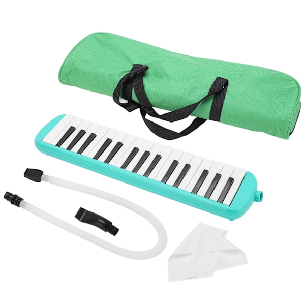 Air Piano Keyboard 32 Tangenter Professionella Mun Pianos Melodica med Kort Munstycke Grön